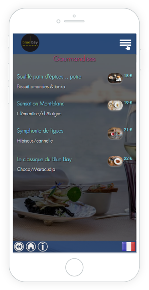 menu sur tablette